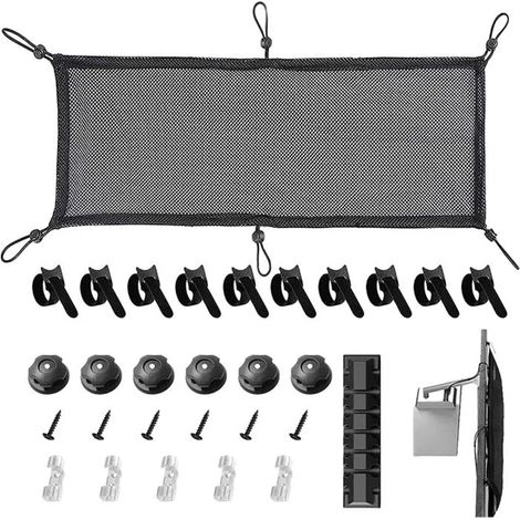 Filet De Câbles - Extensible Noir 30 cm x 150 cm - Pour Gestion Des Câbles Sous Bureau - 1 Pièce (1/5)