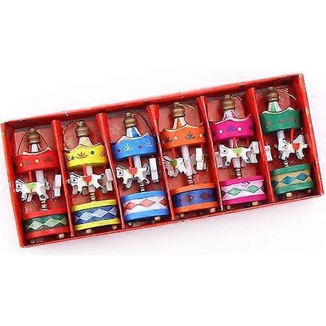 Décoration de Noël en bois, mini-cheval de carrousel, pendentif ornement, cadeau de Noël pour enfants, jouet, fête, Nouvel An (1/5)