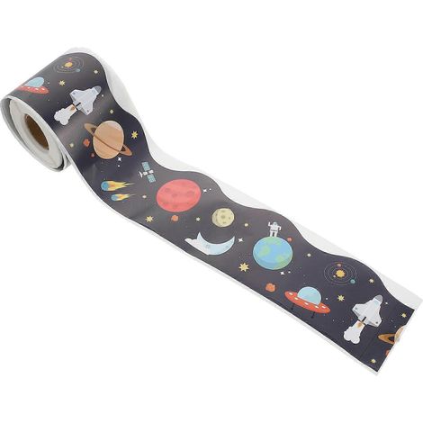 autocollant décoratif de bordure de tableau noir sur le thème de l'espace, autocollant pour tableau d'affichage de rentrée scolaire (couleurs assorties)-2000X7X0.1CM