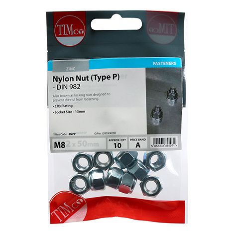 TIMCO Nylon Insert Nuts Type P DIN982 Silver - M8
