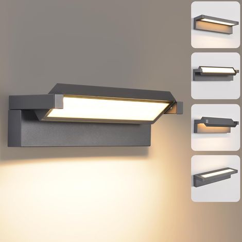36W Applique Murale,Angle de Lumière Réglable,3000K,Gris Foncé LED Éclairage Mural Moderne Éclairage Mural,Luminaire Murale Imperméable IP65 Blanc chaud,Lampe pour Terrasse Entrée Jardin (1/5)