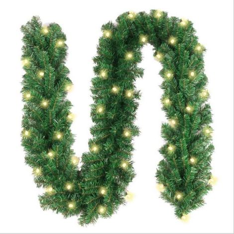 Guirlande Sapin Artificiel LED 2.7M Noël Décoration Intérieur Extérieur Vert Décorations de Noël pour Porte fenêtre (1/4)