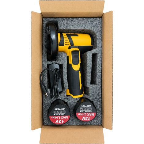 Akku Mini Handwinkelschleifer, 12V wiederaufladbarer Lithium-Akku, 4-Zoll Trennscheibe, 8,5 x 4,2 x 3,0 Zoll Abmessungen, 1,5 lbs Gewicht, Geeignet (1/4)