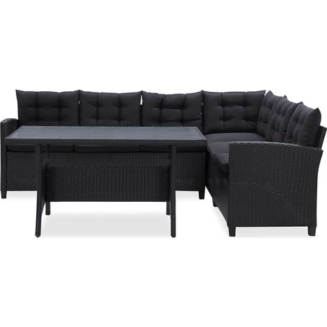 Juegos de muebles de exterior Negro ratán sintético vidaXL