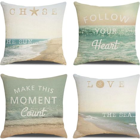 Lot de 4 taies d'oreiller décoratives 45 x cm, taies d'oreiller en lin polyester taie d'oreiller décorative housse de coussin taie d'oreiller (1/5)