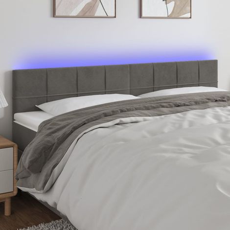 LED Kopfteil Dunkelgrau 160x5x78/88 cm Samt (1/5)