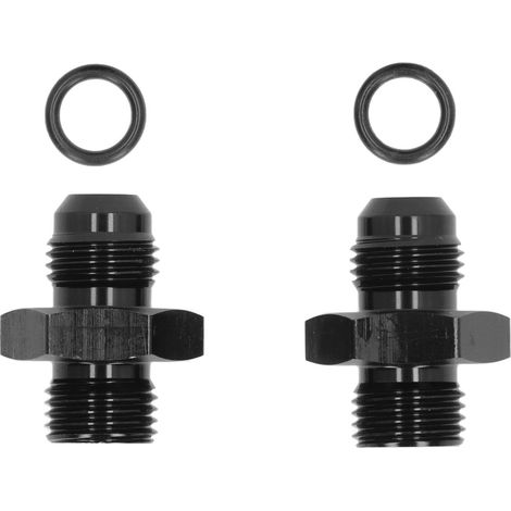 Kraftstoffleitungsanschluss, Paar ORB6 auf AN6 Schwarzes Aluminium Endanschlussrohr O-Ring Set für Ansaug- und Abgaskrümmer.
