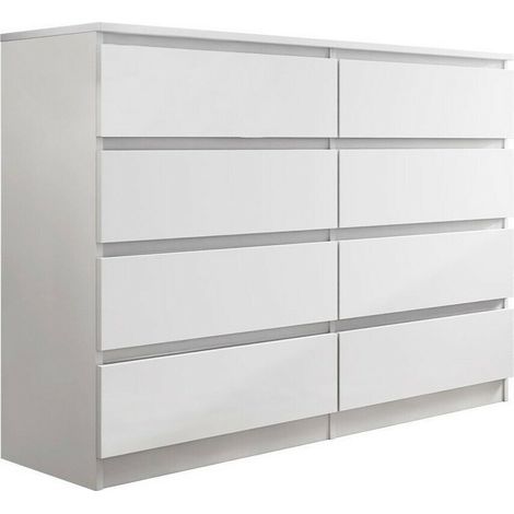 Mirjan24 – Commode blanche 8 tiroirs 100x138x40cm – Stratifié – Rangement efficace pour vêtements et jouets – Design épuré