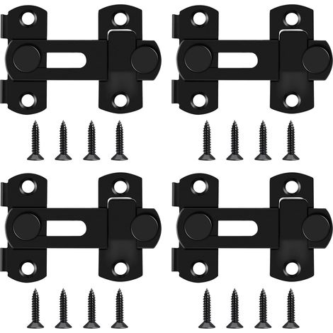Verrou Porte Coulissante Serrure Volet Loquet Porte Loquet de Porte en Acier Inoxydable Verrou Portail à Bascule Boulon avec Vis pour Porte, Fenêtre, Placard et Jardin, Noir Mat (1/5)