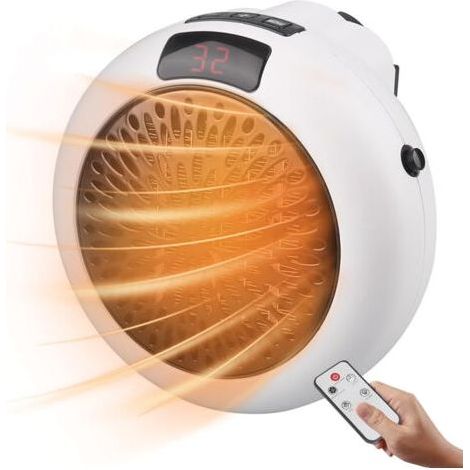 Mini radiateur d'appoint portable, radiateur céramique 900 W à brancher, thermostat réglable, mini radiateur d'appoint électrique en céramique avec télécommande (blanc)-Chrom (1/5)