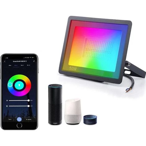 Faro a Led RGB da Esterno IP65 Smart Compatibile Google Alexa da 50W Proiettore (1/5)