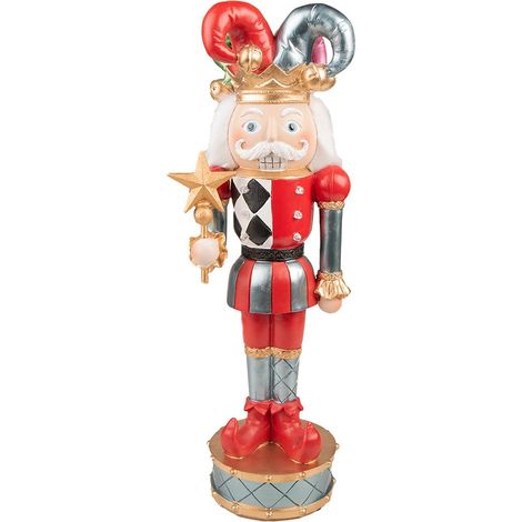 Décoration de Noël Figurine d'Arlequin en Plastique Coloris Rouge et Bleu 38 cm - PANGIVO