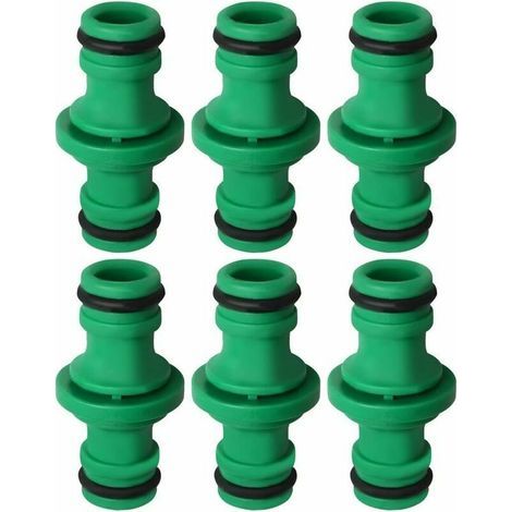 6 pièces Double Connecteur Tuyaux Double Mâle Plastique pour Tuyaux Jardin Vert Raccords Tuyaux Connecteur tuyaux jardin tuyaux plastique jardin (1/4)