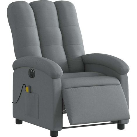 vidaXL Fauteuil inclinable de massage électrique gris foncé tissu