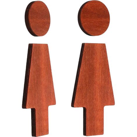 Panneaux directionnels en bois pour toilettes de centres commerciaux, 5,9 x 1,8 x 0,5 pouces, faciles à installer, ensemble de 4 pièces. (1/5)