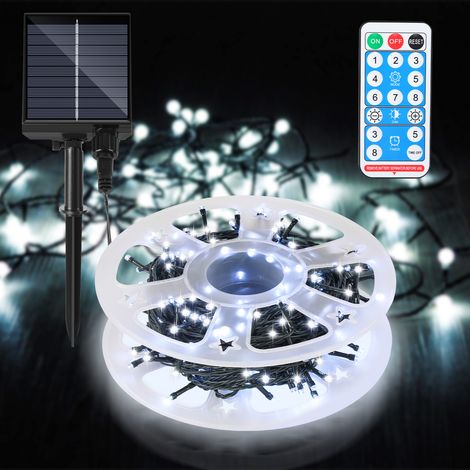 Wolketon 80M 800LED Luz solar de Navidad IP44 8 modos de decoración festiva Jardín interior al aire libre para la boda de cumpleaños de Navidad blanco frío (1/5)