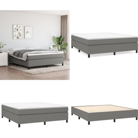 Boxspringbett mit Matratze Dunkelgrau 180x200 cm Stoff - Boxspringbett - Doppelbett - Bettenrahmen - Matratze - Nachttisch - Home & Living (1/5)