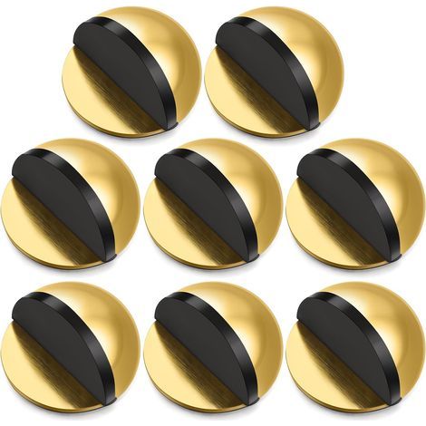 Butées de porte autocollantes (lot de 8), butées de porte de sol et protections murales en acier inoxydable, butées de porte de sol semi-dôme, adaptées aux salons, chambres, salles de bains et bureaux