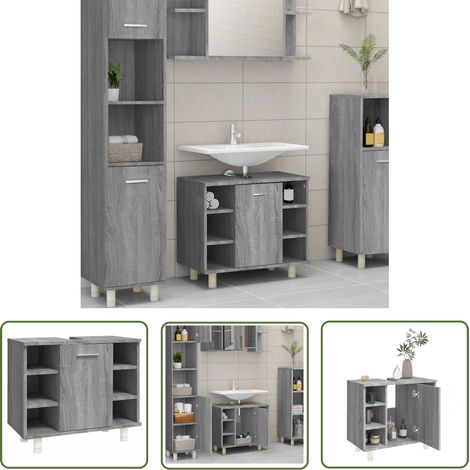 The Living Store - Armoire de bain Sonoma gris 60x32x53,5 cm Bois d'ingénierie (1/5)