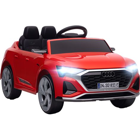 Voiture électrique enfant avec batterie 12V, télécommande, phares, klaxon et musique, rouge
