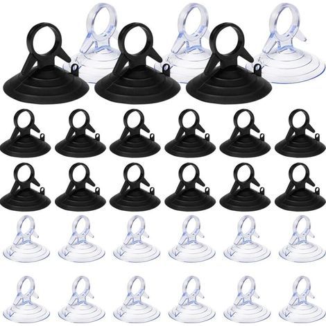 Lot de 60 ventouses transparentes et noires 45mm – Charge maximale 3 kg – PVC réutilisables pour surfaces lisses (1/5)