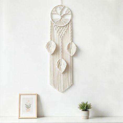 Arbre de vie attrape-rêves en macramé bohème - Tenture murale en macramé pour chambre à coucher, salon, entrée (1/5)