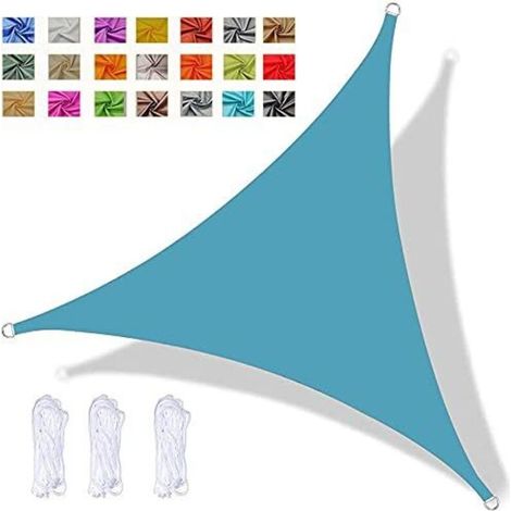 Vela ombreggiante triangolare, tenda parasole impermeabile, protezione UV, per esterni, giardino, terrazza, cortile, con corda (3x3x3 m, Blue Lake) (1/4)