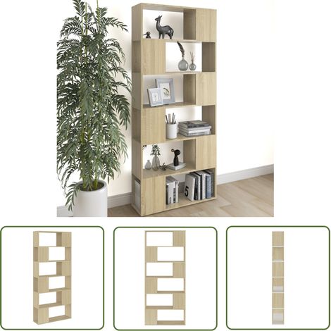 The Living Store Bücherregal Raumteiler Sonoma-Eiche 80x24x186 cm Holzwerkstoff - Bücherregal - Raumteiler - Holzwerkstoff - Sonoma-Eiche - Regal (1/5)