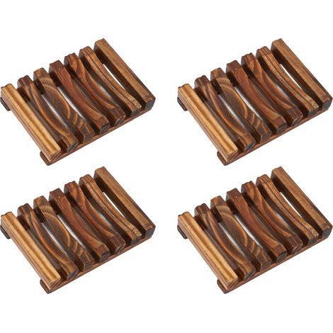 Lot de 4 porte-savons en bambou, bonne ventilation, drainage, résistant à l'eau. (1/5)