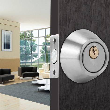 Serrure de Sûreté à Cylindre Unique pour Porte Intérieure en Acier Inoxydable (Argent) (1/5)