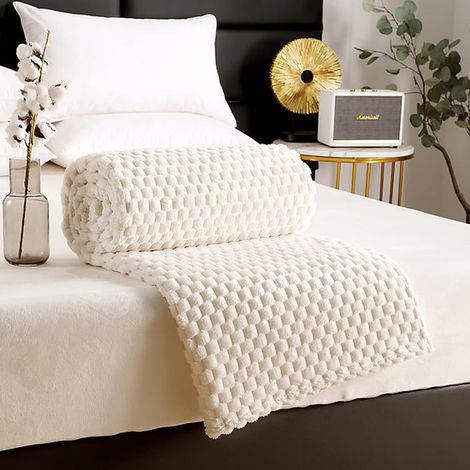 Plaid polaire extra épais – Beige – 100x150 cm – Canapé et lit – Duveteux et respirant (1/5)