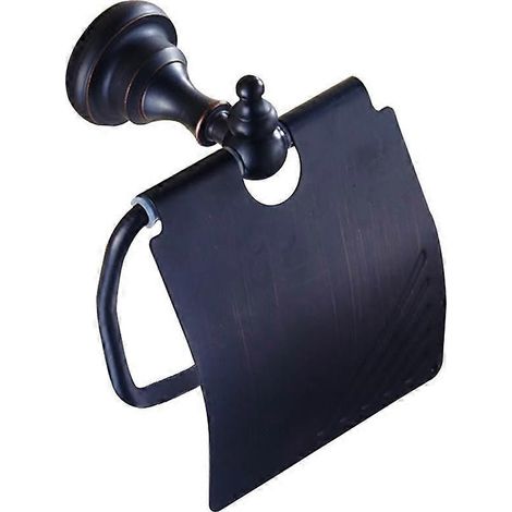 Porte-papier toilette en bois massif avec étagère perforée, fixation murale, rangement pour papier toilette (1/5)