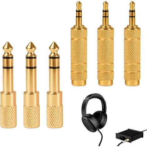 6 Pièces Adaptateur Casque 6.35 mm (1/4 Pouces) Homme à 3.5 mm Femme Et Prise Audio Stéréo 3.5 mm Mâle à 6.35 mm (1/4 Pouces) Femelle, Adaptateur Jack pour Casque/Haut-parleurs/Guitare/Piano (1/5)