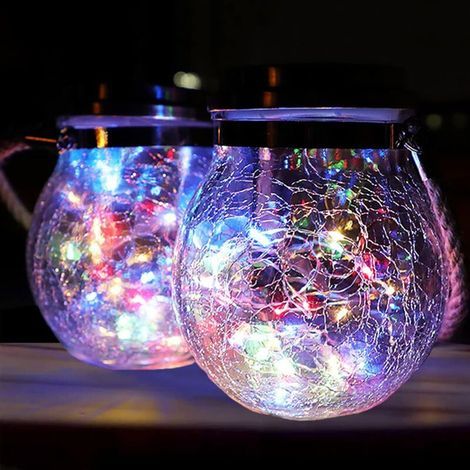 Lanterne Solaire Exterieur Jardin - 2 paquet Lumiere Solaire Exterieur Étanche Lampe - 20 LED Solaire Exterieur Jardin décoratives Eclairage, Solaire Boule Verre pour Intérieur Extérieur(multicolore) (1/4)