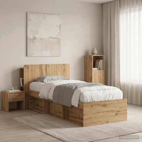 vidaXL Cabinet de Tête de Lit Chêne artisanal 80 cm Bois d'ingénierie (1/5)