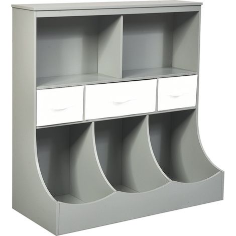 Scaffale per giocattoli con 5 scomparti e 3 cassetti scaffale per giocattoli per bambini 93 x 40 x 94 cm grigio 88303561 88303561 88303561 88303561 88303561 88303561 88303561 88303561 88303561 8830356