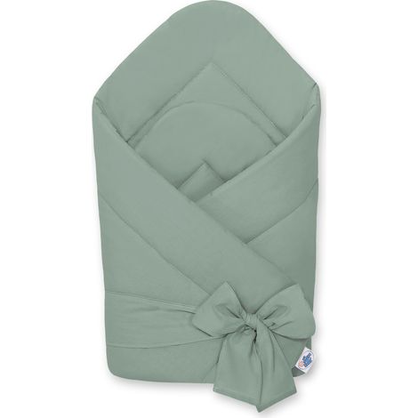 Écharpe de portage double face en coton doux avec liens - sauge