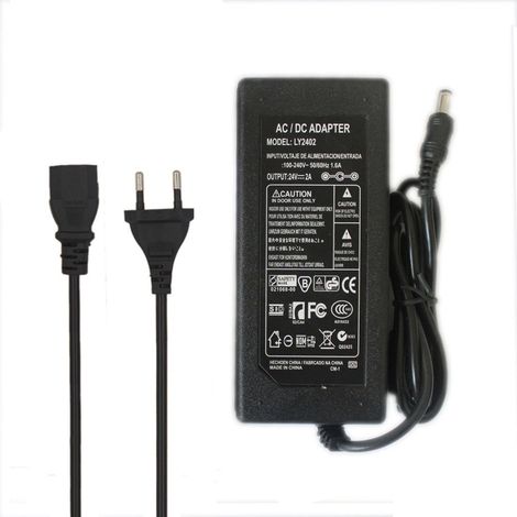 Alimentation 24V 2A 48W, Transformateur AC 100V-240V à DC 24 Volt 48W avec Prise EU, Adaptateur 24V 2Amp pour Bande LED, Lumières LED (1/5)
