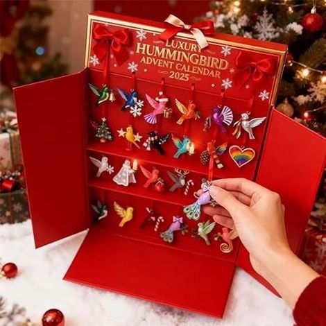 Calendrier De Lavent Hummingbird - 24 Ornements Oiseaux Pour Décoration De Noël - Usage Intérieur - Lot De 1 (1/5)