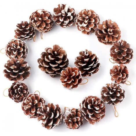 Pommes de Pin à Cônes Naturel Noël Décoration Suspendre pour Sapin Christmas Decor Boules 36pcs 3cm 4cm Blanc (1/5)