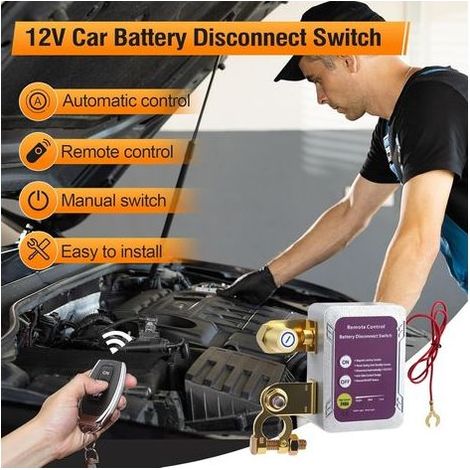 Coupe Circuit Batterie 12v, Coupe Circuit Voiture 240A sans Fil Coupe Batterie Télécommande avec Télécommande Interrupteur D'arrêt Moto Automatique pour Voiture RV ATV Camion Bateau Bus (1/5)