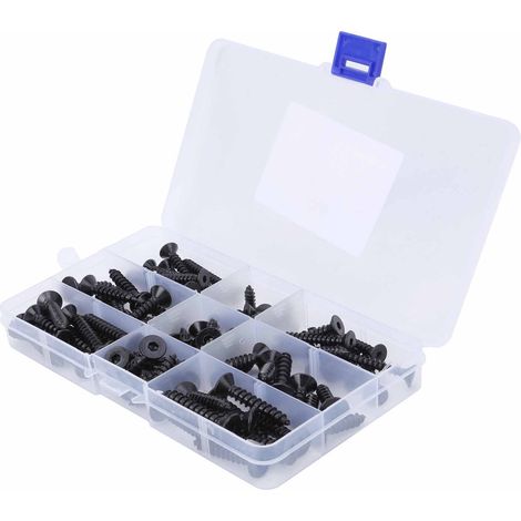 Lot de 90 vis à tôle noires à tête fraisée hexagonale, accessoires de quincaillerie pour outils manuels. (1/5)