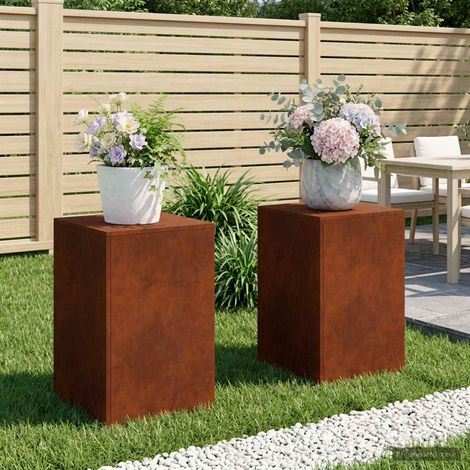 vidaXL Plant Stand 2 pcs Rusty 40 x 40 x 60 cm Weathering Steel (1/5)