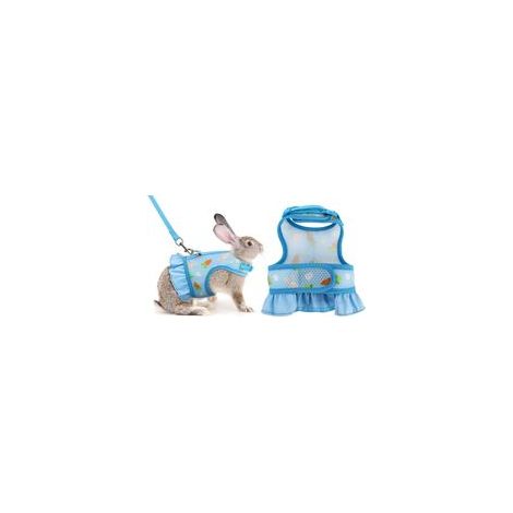 Wasserdichtes, verstellbares und atmungsaktives Kaninchengeschirr, ideal für Kleintiere wie Kätzchen, Meerschweinchen und Chinchillas. Weste mit Kordelzug (blau, Größe L). – Crezuo