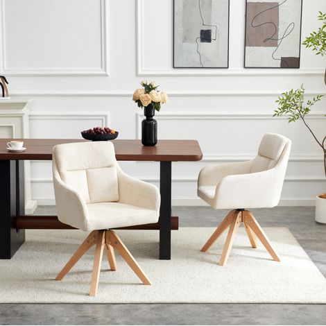 Esszimmerstuhl 2er-Set drehbar mit Armlehnen Samt OKMYHOME (1/5)