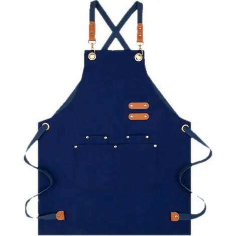 Tablier en toile imperméable avec bretelles réglables, élégant et confortable, pour femmes, hommes et adultes, avec poches. (1/3)