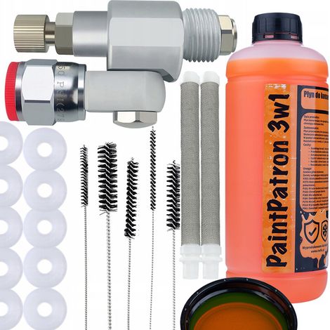 Set de Accesorios para Pulverizador Airless – Valvula CleanShot, 10x Juntas, 2x Filtro Tipo Dedo 60 Mesh, Varillas de Limpieza, Liquido Conservante (1/5)