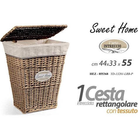 Panier rectangulaire en osier 44x33x55