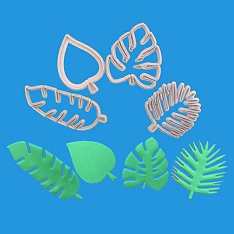 Moule à fondant à thème tropical, emporte-pièce et mouleur en silicone, ensemble d'emporte-pièces en forme de feuille tropicale (1/5)