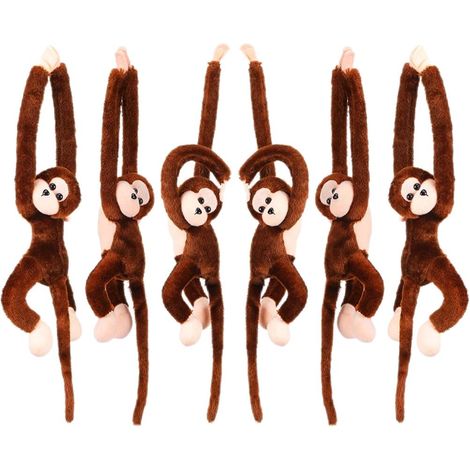 Lot de 6 Singes en Peluche 60cm Bras Longs, Jouet Animal Doux, Décoration Maison Cadeau Anniversaire Noël (1/5)